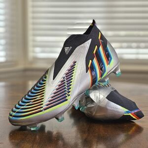 Adidas Predator Edge+ Plus FG Soccer Cleats Shoes 8.5 Silver Black HR1560 New